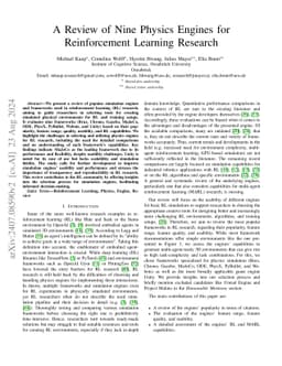 A Review of Nine Physics Engines for Reinforcement Learning Research