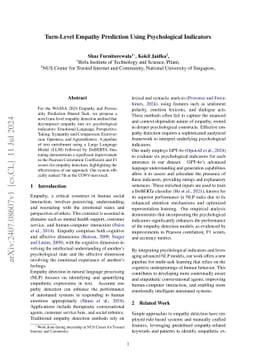 Turn-Level Empathy Prediction Using Psychological Indicators
