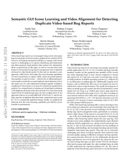 Semantic GUI Scene Learning and Video Alignment for Detecting Duplicate
  Video-based Bug Reports