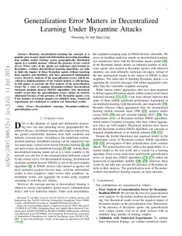 Generalization Error Matters in Decentralized Learning Under Byzantine
  Attacks