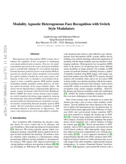Modality Agnostic Heterogeneous Face Recognition with Switch Style
  Modulators