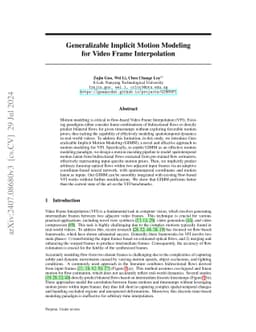 Generalizable Implicit Motion Modeling for Video Frame Interpolation