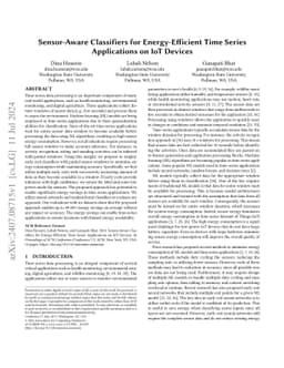 Sensor-Aware Classifiers for Energy-Efficient Time Series Applications
  on IoT Devices