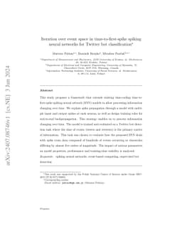 Iteration over event space in time-to-first-spike spiking neural
  networks for Twitter bot classification