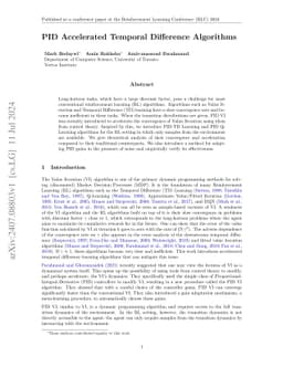 PID Accelerated Temporal Difference Algorithms
