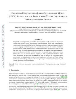 Emerging Practices for Large Multimodal Model (LMM) Assistance for
  People with Visual Impairments: Implications for Design