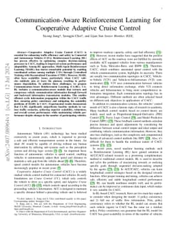 Communication-Aware Reinforcement Learning for Cooperative Adaptive
  Cruise Control