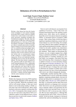 Robustness of LLMs to Perturbations in Text