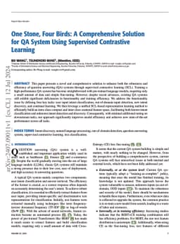 One Stone, Four Birds: A Comprehensive Solution for QA System Using
  Supervised Contrastive Learning