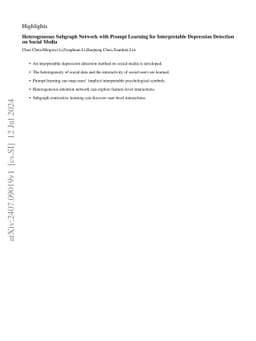 Heterogeneous Subgraph Network with Prompt Learning for Interpretable
  Depression Detection on Social Media
