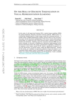 On the Role of Discrete Tokenization in Visual Representation Learning