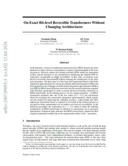 On Exact Bit-level Reversible Transformers Without Changing
  Architectures
