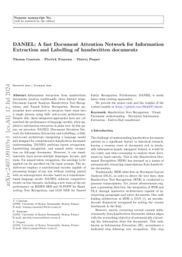 DANIEL: A fast Document Attention Network for Information Extraction and
  Labelling of handwritten documents