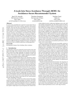 A Look Into News Avoidance Through AWRS: An Avoidance-Aware Recommender System