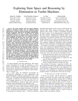 Exploring State Space and Reasoning by Elimination in Tsetlin Machines