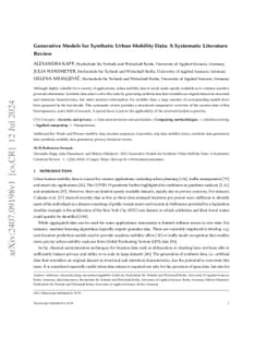 Generative Models for Synthetic Urban Mobility Data: A Systematic
  Literature Review