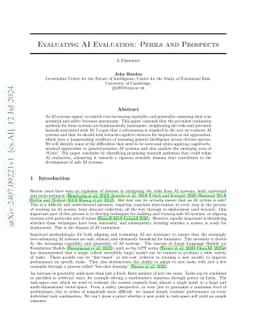 Evaluating AI Evaluation: Perils and Prospects