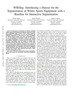 WSESeg: Introducing a Dataset for the Segmentation of Winter Sports
  Equipment with a Baseline for Interactive Segmentation