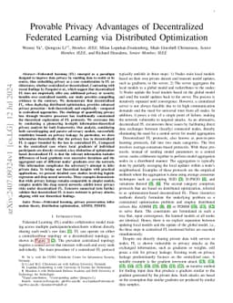 Provable Privacy Advantages of Decentralized Federated Learning via
  Distributed Optimization
