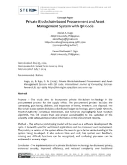 Private Blockchain-based Procurement and Asset Management System with QR
  Code