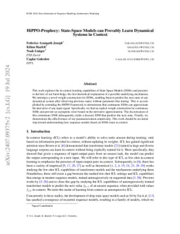 HiPPO-Prophecy: State-Space Models can Provably Learn Dynamical Systems
  in Context