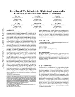Deep Bag-of-Words Model: An Efficient and Interpretable Relevance
  Architecture for Chinese E-Commerce
