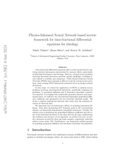 Physics-Informed Neural Network based inverse framework for
  time-fractional differential equations for rheology
