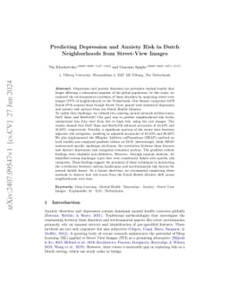 Predicting Depression and Anxiety Risk in Dutch Neighborhoods from
  Street-View Images