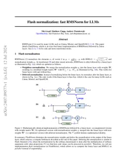 Flash normalization: fast normalization for LLMs