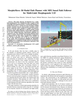 MorphoMove: Bi-Modal Path Planner with MPC-based Path Follower for
  Multi-Limb Morphogenetic UAV