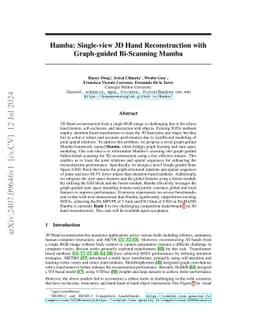 Hamba: Single-view 3D Hand Reconstruction with Graph-guided Bi-Scanning
  Mamba