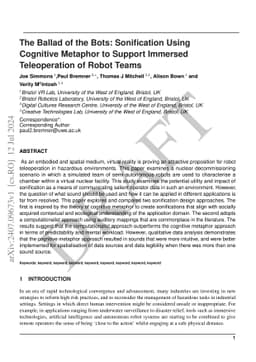The Ballad of the Bots: Sonification Using Cognitive Metaphor to Support
  Immersed Teleoperation of Robot Teams