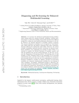 Diagnosing and Re-learning for Balanced Multimodal Learning