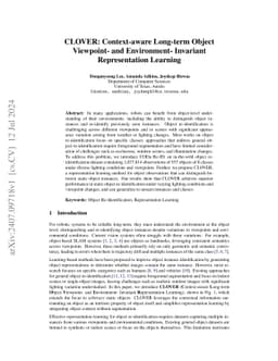 CLOVER: Context-aware Long-term Object Viewpoint- and Environment-
  Invariant Representation Learning