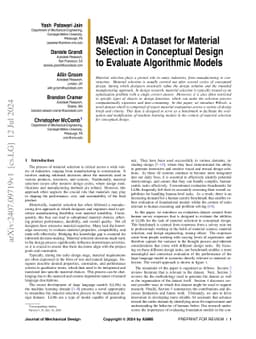 MSEval: A Dataset for Material Selection in Conceptual Design to
  Evaluate Algorithmic Models