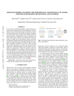 Speech Slytherin: Examining the Performance and Efficiency of Mamba for
  Speech Separation, Recognition, and Synthesis