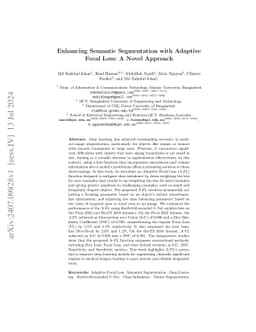 Enhancing Semantic Segmentation with Adaptive Focal Loss: A Novel
  Approach