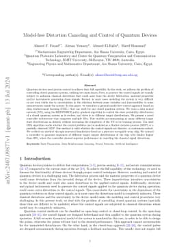 Model-free Distortion Canceling and Control of Quantum Devices