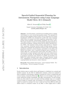 Speech-Guided Sequential Planning for Autonomous Navigation using Large
  Language Model Meta AI 3 (Llama3)
