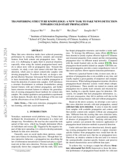 Transferring Structure Knowledge: A New Task to Fake news Detection
  Towards Cold-Start Propagation