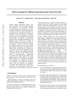 Metric Learning for Clifford Group Equivariant Neural Networks