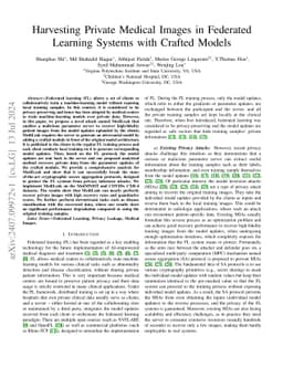 Harvesting Private Medical Images in Federated Learning Systems with
  Crafted Models