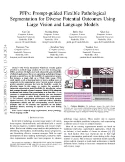 PFPs: Prompt-guided Flexible Pathological Segmentation for Diverse
  Potential Outcomes Using Large Vision and Language Models