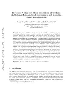HSFusion: A high-level vision task-driven infrared and visible image
  fusion network via semantic and geometric domain transformation