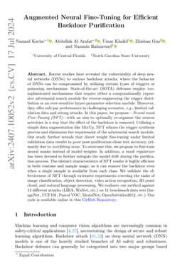Augmented Neural Fine-Tuning for Efficient Backdoor Purification