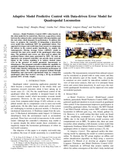 Adaptive Model Predictive Control with Data-driven Error Model for
  Quadrupedal Locomotion