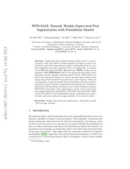 WPS-SAM: Towards Weakly-Supervised Part Segmentation with Foundation
  Models