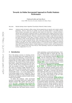 Towards An Online Incremental Approach to Predict Students Performance