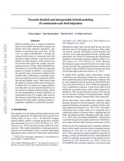Towards detailed and interpretable hybrid modeling of continental-scale
  bird migration