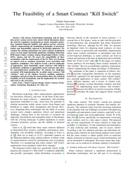 The Feasibility of a Smart Contract "Kill Switch"